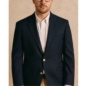 Huckberry Vintage 48R $350 Navy 100% Wool Blazer 2 Gold Buttons Jacket 3XL Blue